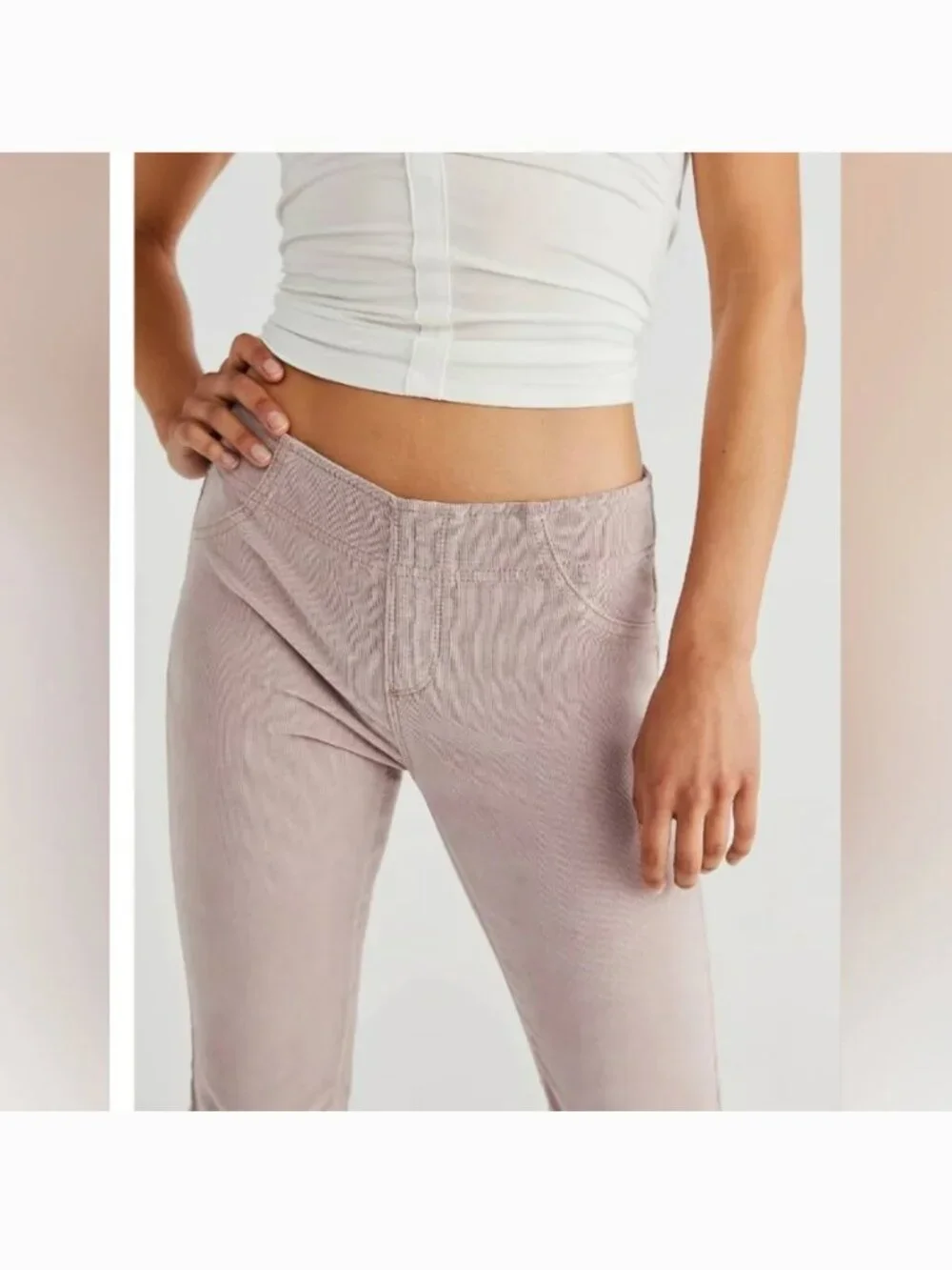 Free People We the Free Pink Corduroy Flare Pull-on Pants Size 28